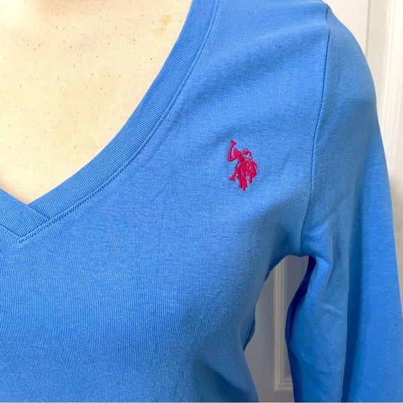U.S. Polo Assn. Periwinkle Blue Fitted Long Sleeve V-neck Tee - Picture 2 of 7